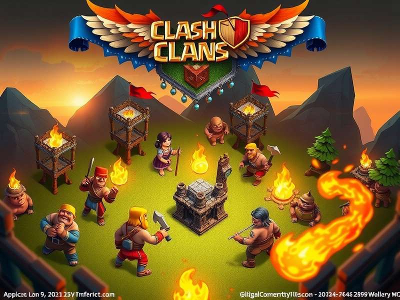 Clash of Clans clan description visual with clan castle and troops