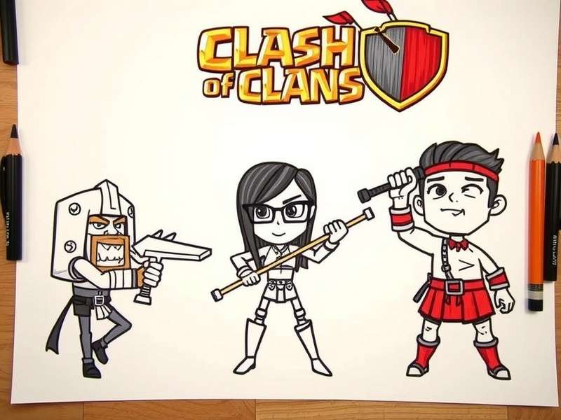 Step-by-step drawing of Clash of Clans Barbarian character