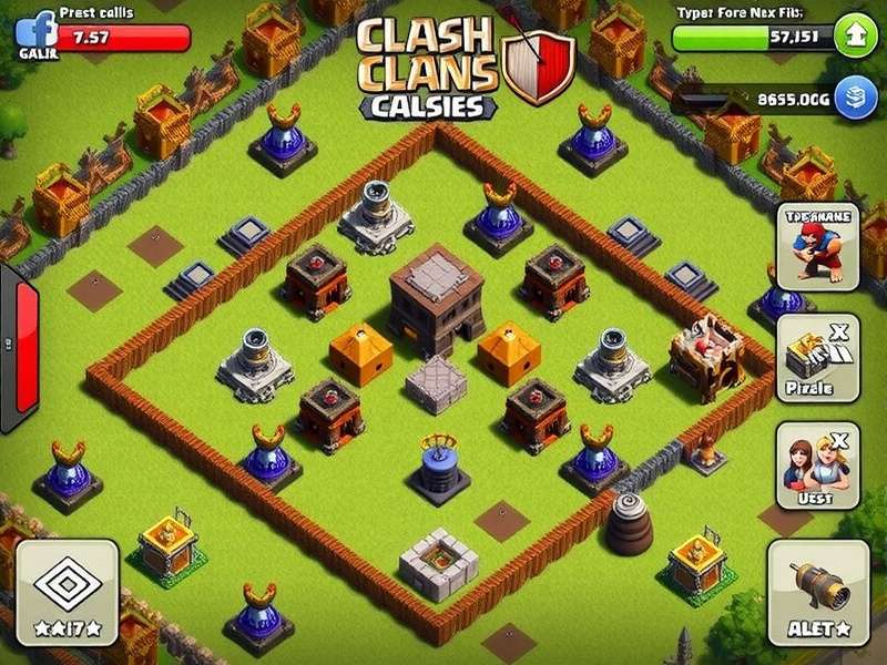 A funny Clash of Clans base design shaped like a laughing face