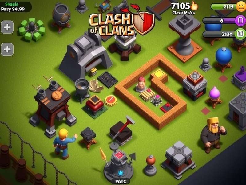 Clash of Clans game scene showing village and troops