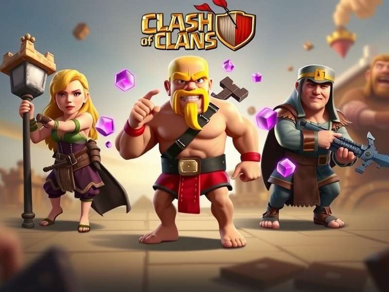 All four Clash of Clans Heroes standing together: Barbarian King, Archer Queen, Grand Warden, Royal Champion