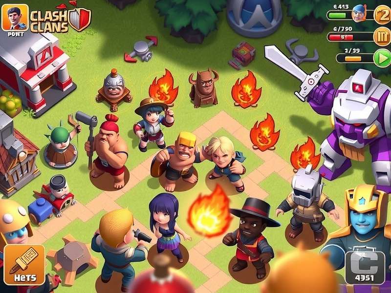 Strategic overview of a Clash of Clans base layout showing defenses and resources