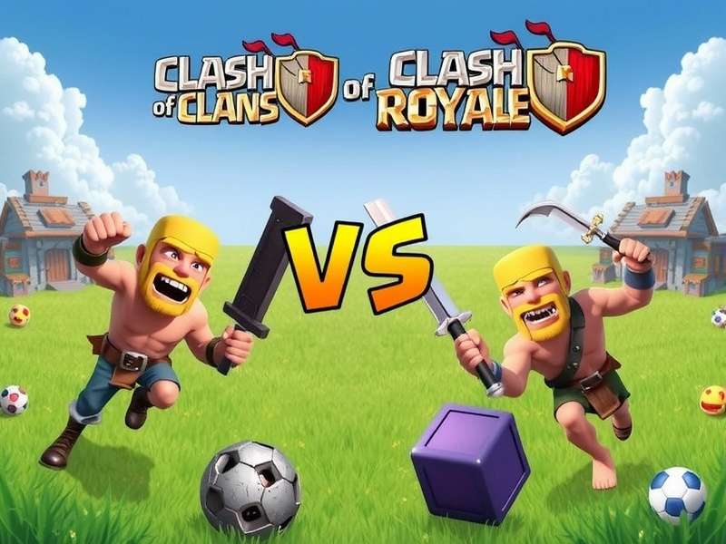 Visual comparison between Clash of Clans village and Clash Royale arena battle