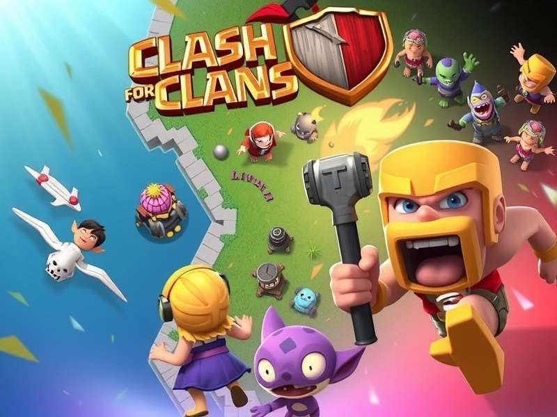 Epic Clash of Clans battle scene with troops and spells in action