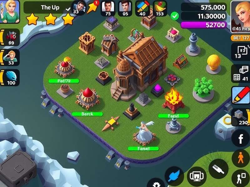 Clash of Clans Online gameplay screenshot showing a vibrant village and battle interface