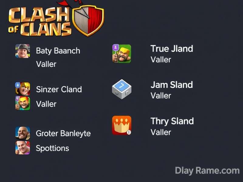 Clash of Clans clan names showcase with different clan badges and members