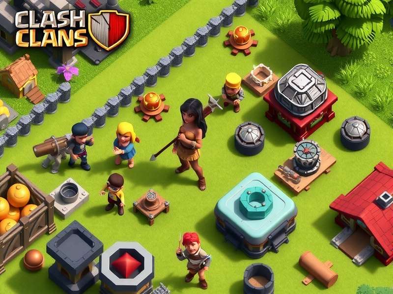 Epic Clash of Clans Clan War battle scene showing armies attacking a well-designed base