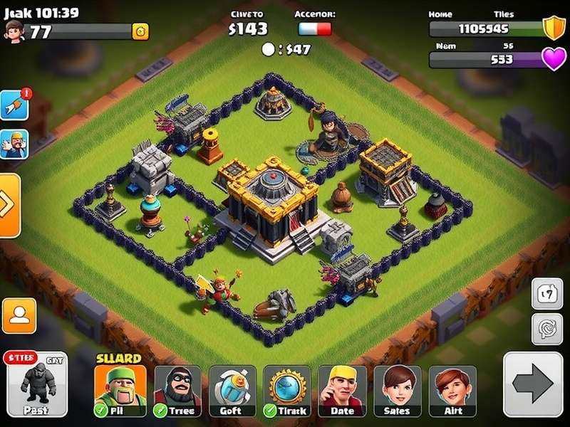 Clash of Clans strategy map showing base layout and troop paths
