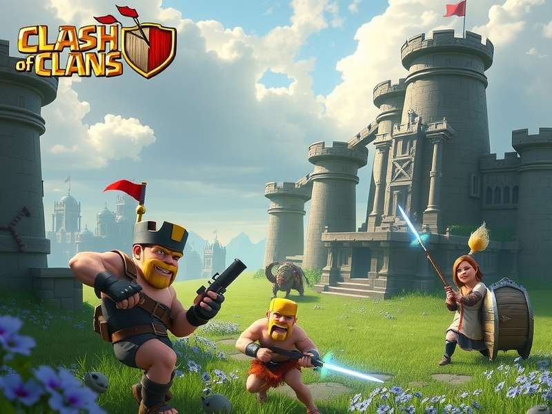 Clash of Clans on Windows PC - battlefield overview with village and troops