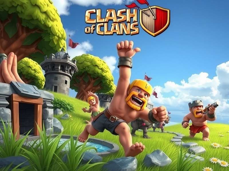 Clash of Clans epic battle scene with villages and troops