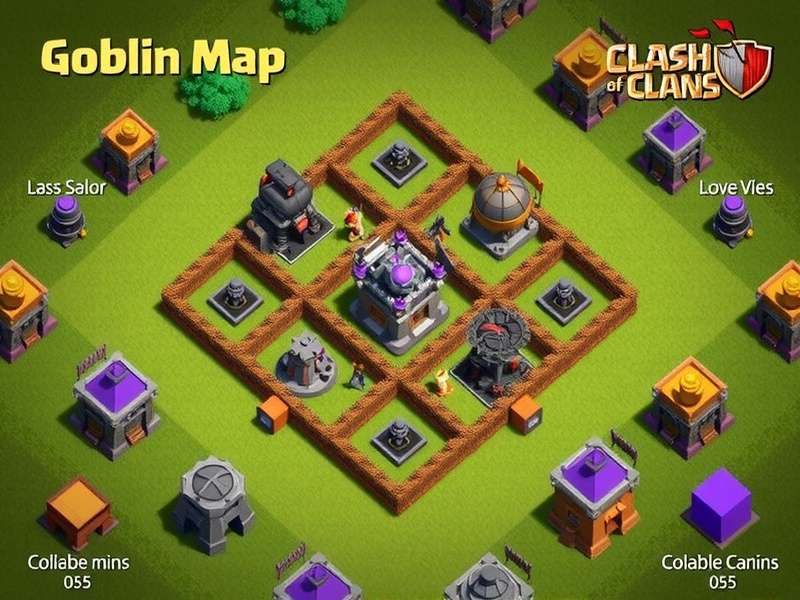 Clash of Clans Goblin Map overview with goblin villages and resource tiles
