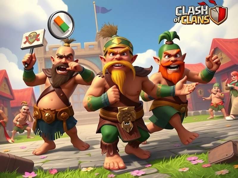 Clash of Clans Goblins Dancing — A vibrant scene of goblins celebrating in a village