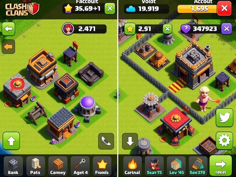 Clash of Clans accounts marketplace showcase featuring town hall levels and safe trading