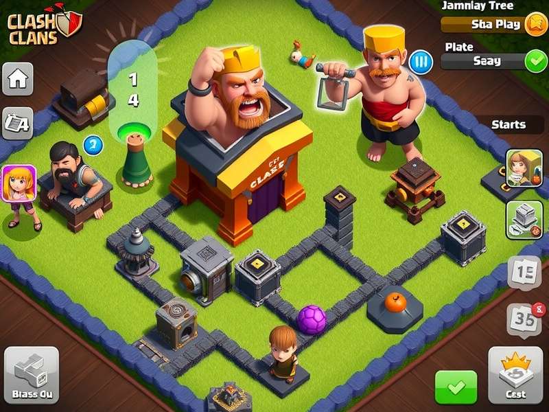 Clash of Clans gameplay overview showing village and clan wars